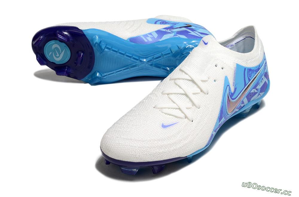 Men's Nike Phantom Luna Elite FG Firm Ground Low-Tops Football Boots - Beige/Blue/White 3