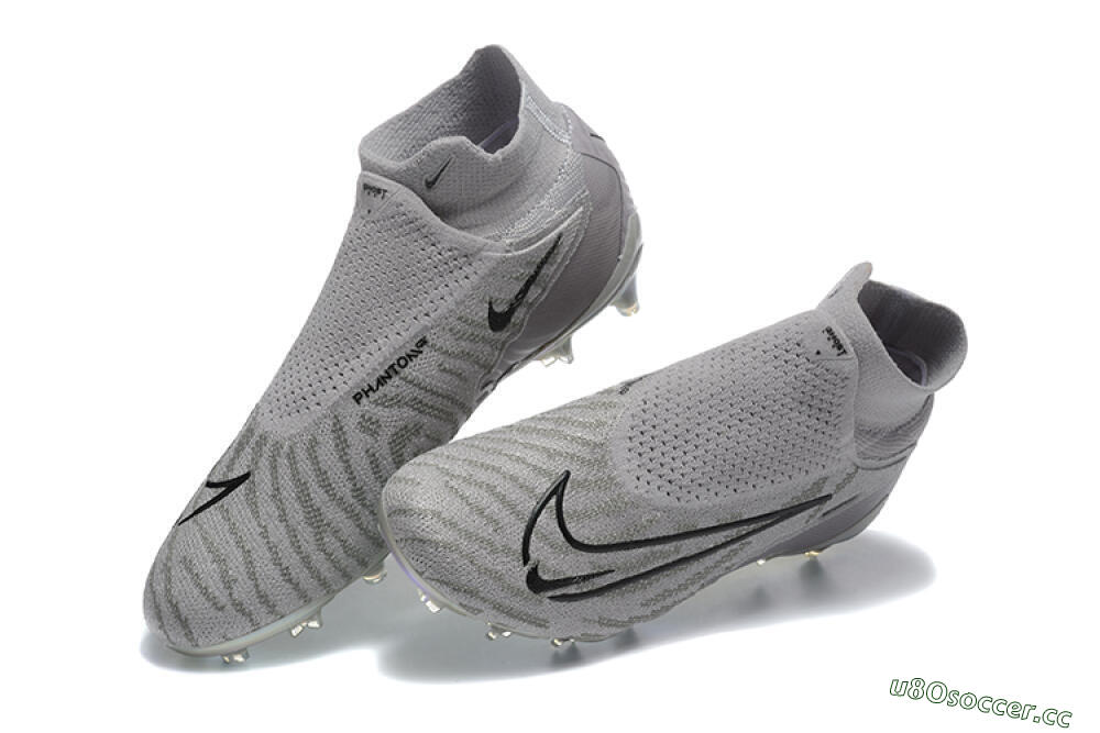 Men's Nike Phantom GX 2 Elite FG Firm Ground High-Tops Football Boots - Grey/Black/Gold 6