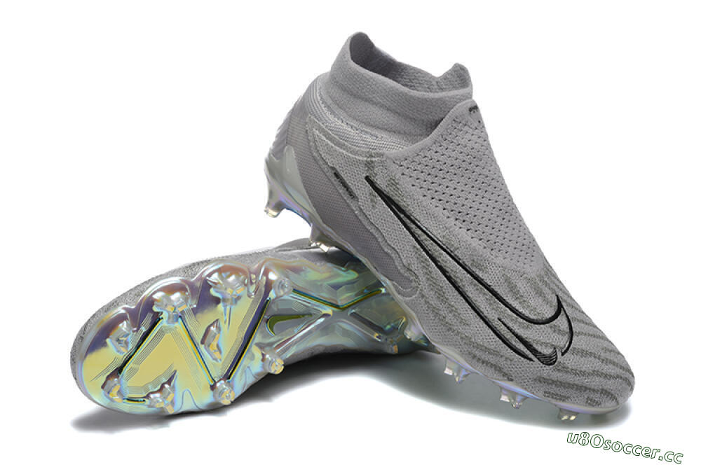 Men's Nike Phantom GX 2 Elite FG Firm Ground High-Tops Football Boots - Grey/Black/Gold 4