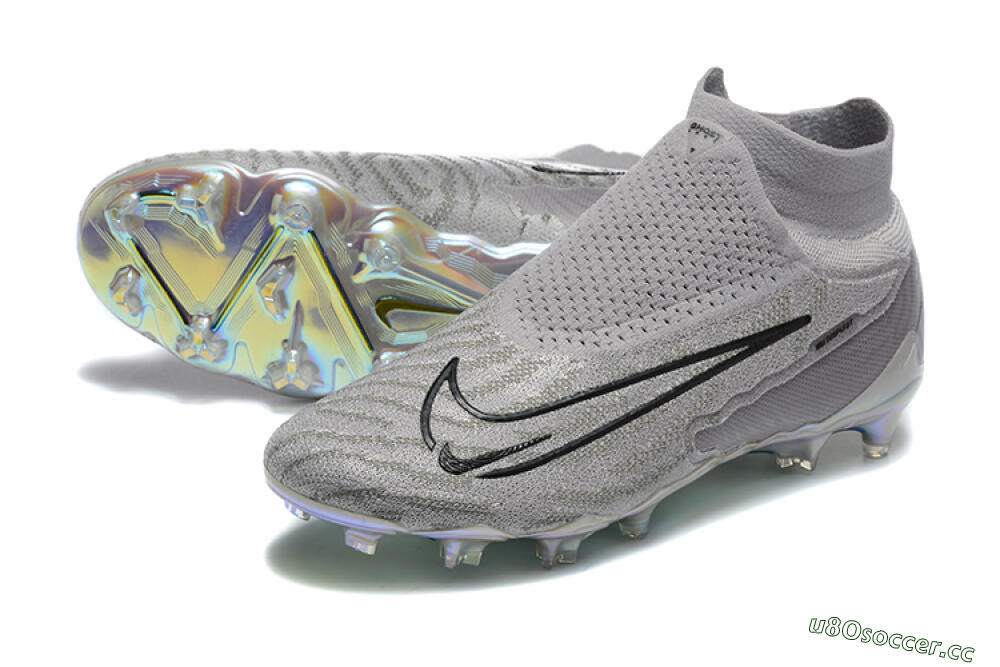 Men's Nike Phantom GX 2 Elite FG Firm Ground High-Tops Football Boots - Grey/Black/Gold 3
