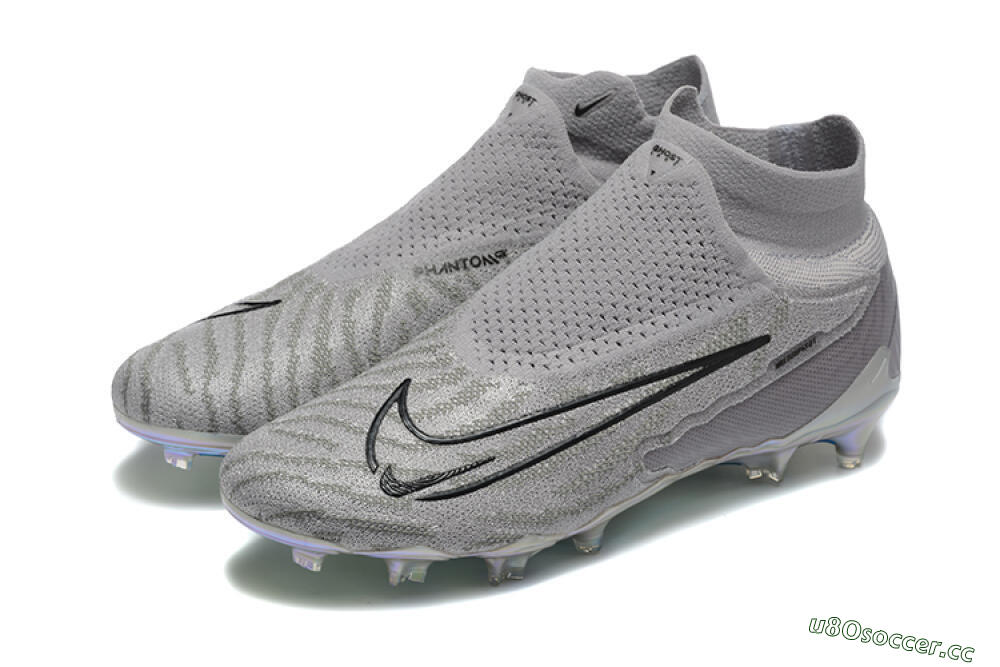 Men's Nike Phantom GX 2 Elite FG Firm Ground High-Tops Football Boots - Grey/Black/Gold 5