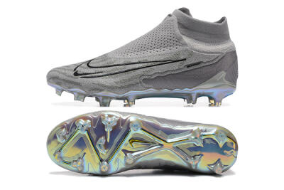 Men's Nike Phantom GX 2 Elite FG Firm Ground High-Tops Football Boots - Grey/Black/Gold