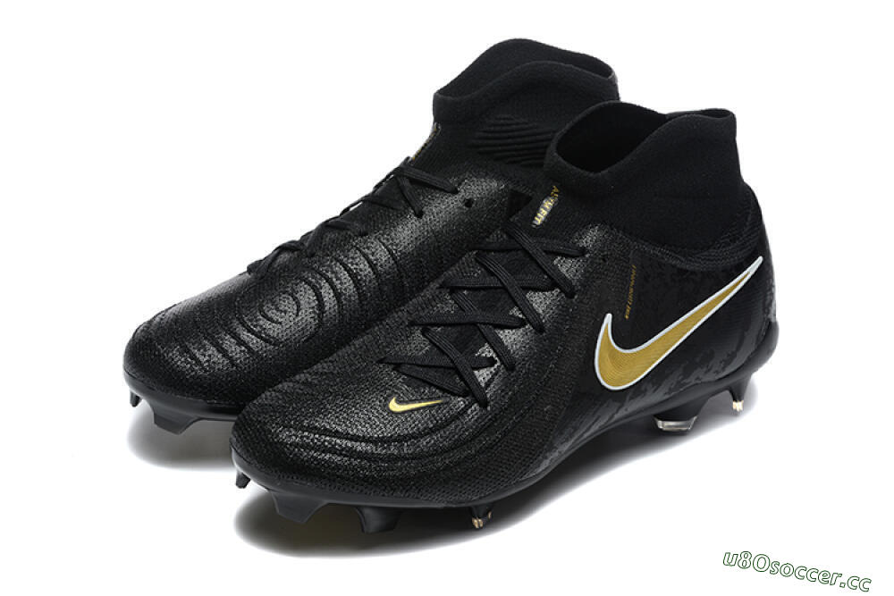 Men's Nike Phantom Luna Elite FG Firm Ground High-Tops Football Boots - Black/Gold 5