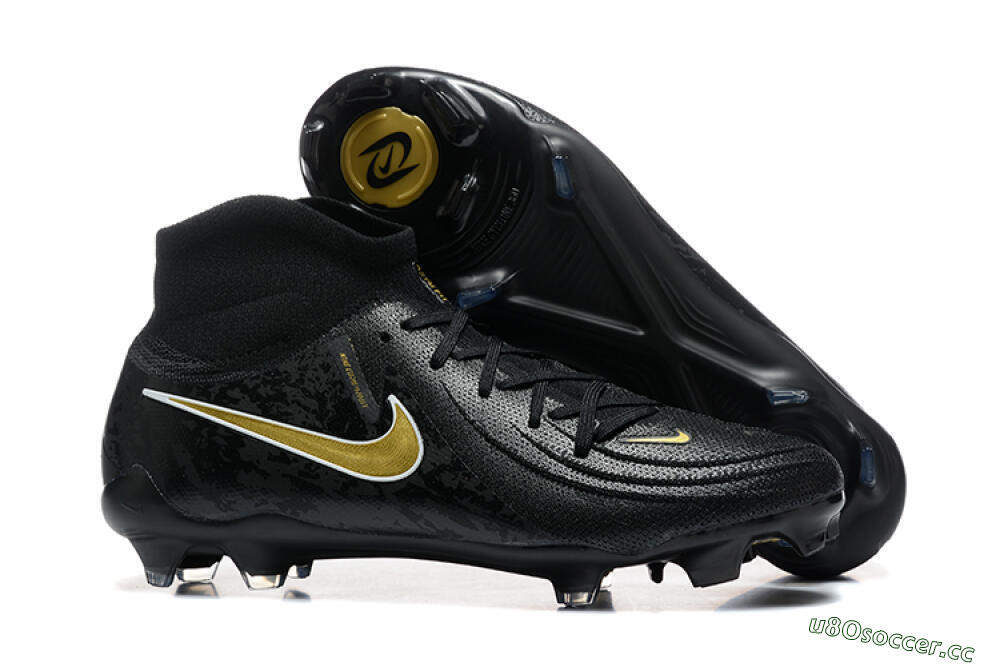 Men's Nike Phantom Luna Elite FG Firm Ground High-Tops Football Boots - Black/Gold 2
