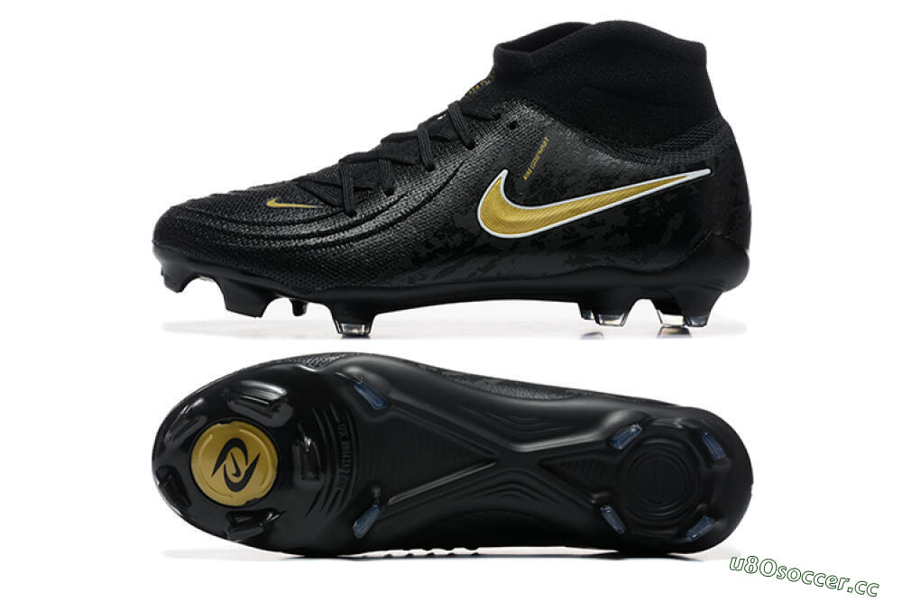 Men's Nike Phantom Luna Elite FG Firm Ground High-Tops Football Boots - Black/Gold 1