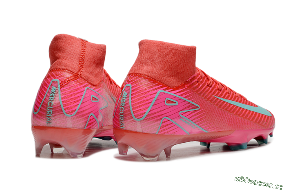 Unisex Nike Air Zoom Mercurial Superfly 10 Elite FG Firm Ground High-Tops Football Boots - Red/Jade/Pink 6