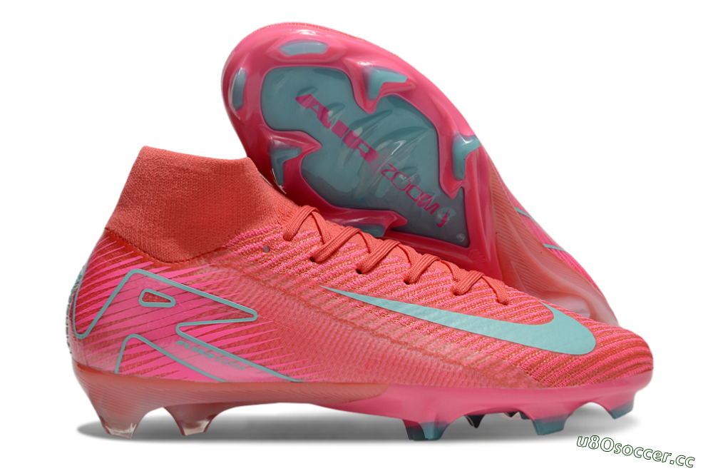 Unisex Nike Air Zoom Mercurial Superfly 10 Elite FG Firm Ground High-Tops Football Boots - Red/Jade/Pink 2