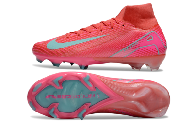 Unisex Nike Air Zoom Mercurial Superfly 10 Elite FG Firm Ground High-Tops Football Boots - Red/Jade/Pink