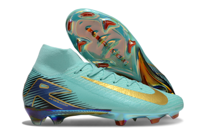 Men's Nike Air Zoom Mercurial Superfly 10 Elite FG Firm Ground High-Tops Football Boots - Jade/Gold/Blue