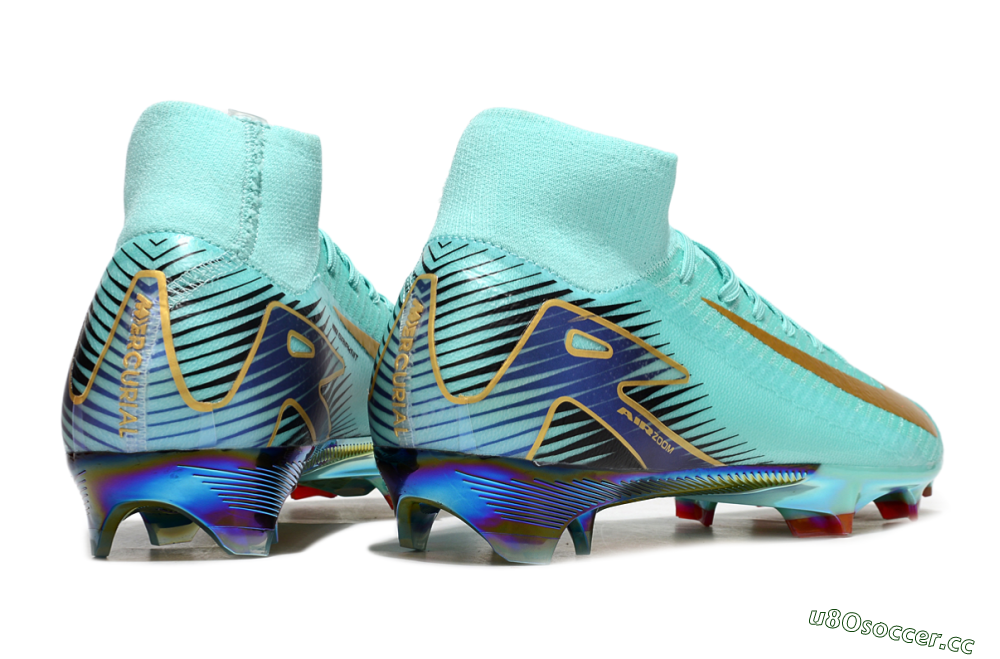 Men's Nike Air Zoom Mercurial Superfly 10 Elite FG Firm Ground High-Tops Football Boots - Jade/Gold/Blue 6
