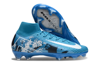 Men's Nike Air Zoom Mercurial Superfly 10 Elite FG Firm Ground High-Tops Football Boots - Blue/White/Black