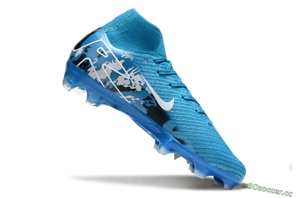 Men's Nike Air Zoom Mercurial Superfly 10 Elite FG Firm Ground High-Tops Football Boots - Blue/White/Black 4