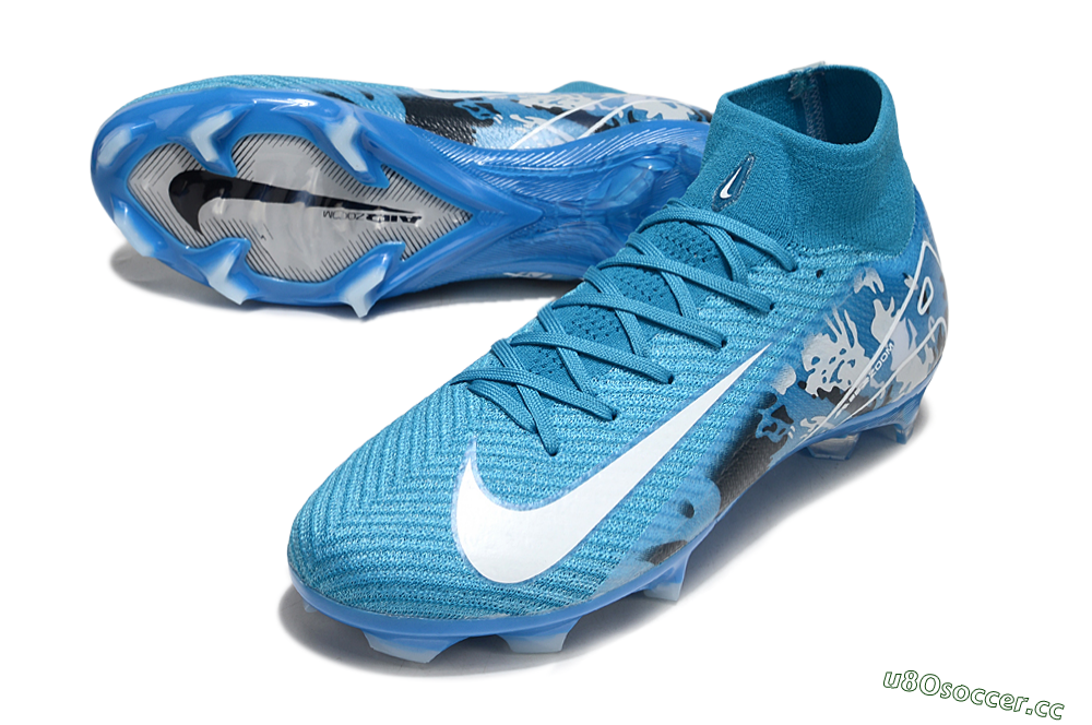 Men's Nike Air Zoom Mercurial Superfly 10 Elite FG Firm Ground High-Tops Football Boots - Blue/White/Black 3