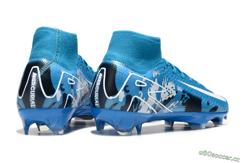 Men's Nike Air Zoom Mercurial Superfly 10 Elite FG Firm Ground High-Tops Football Boots - Blue/White/Black 6