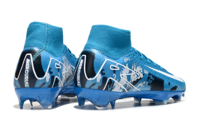 Men's Nike Air Zoom Mercurial Superfly 10 Elite FG Firm Ground High-Tops Football Boots - Blue/White/Black