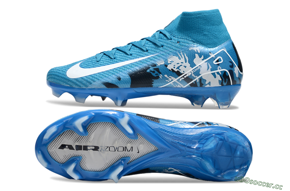Men's Nike Air Zoom Mercurial Superfly 10 Elite FG Firm Ground High-Tops Football Boots - Blue/White/Black 1