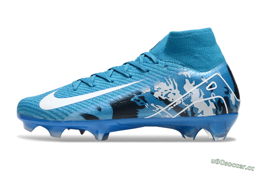 Men's Nike Air Zoom Mercurial Superfly 10 Elite FG Firm Ground High-Tops Football Boots - Blue/White/Black 0
