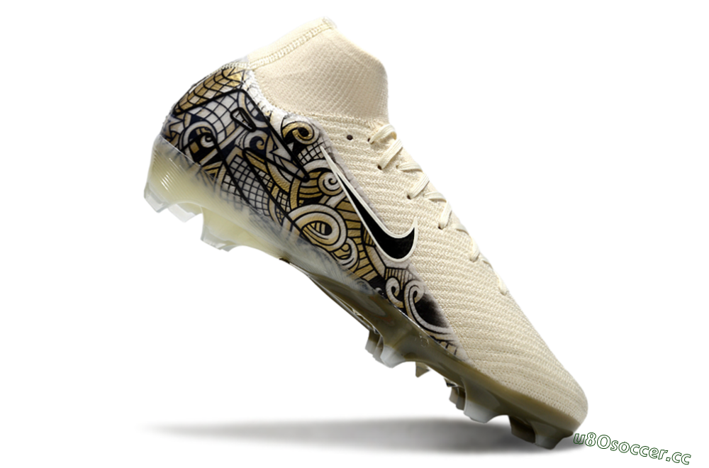 Men's Nike Air Zoom Mercurial Superfly 10 Elite FG Firm Ground High-Tops Football Boots - Beige/Black/Yellow 4