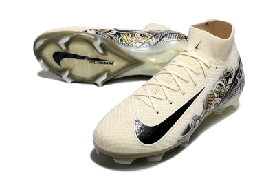 Men's Nike Air Zoom Mercurial Superfly 10 Elite FG Firm Ground High-Tops Football Boots - Beige/Black/Yellow