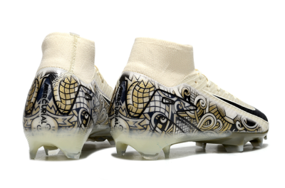 Men's Nike Air Zoom Mercurial Superfly 10 Elite FG Firm Ground High-Tops Football Boots - Beige/Black/Yellow