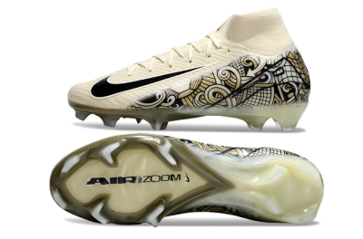 Men's Nike Air Zoom Mercurial Superfly 10 Elite FG Firm Ground High-Tops Football Boots - Beige/Black/Yellow