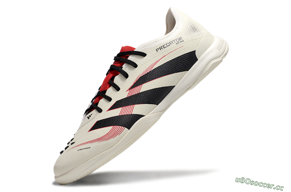 Men's Adidas Predator 25 Elite IC Indoor & Futsal Low-Tops Football Shoes - Beige/Black/Red 5