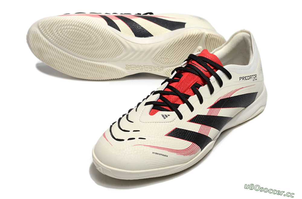 Men's Adidas Predator 25 Elite IC Indoor & Futsal Low-Tops Football Shoes - Beige/Black/Red 3