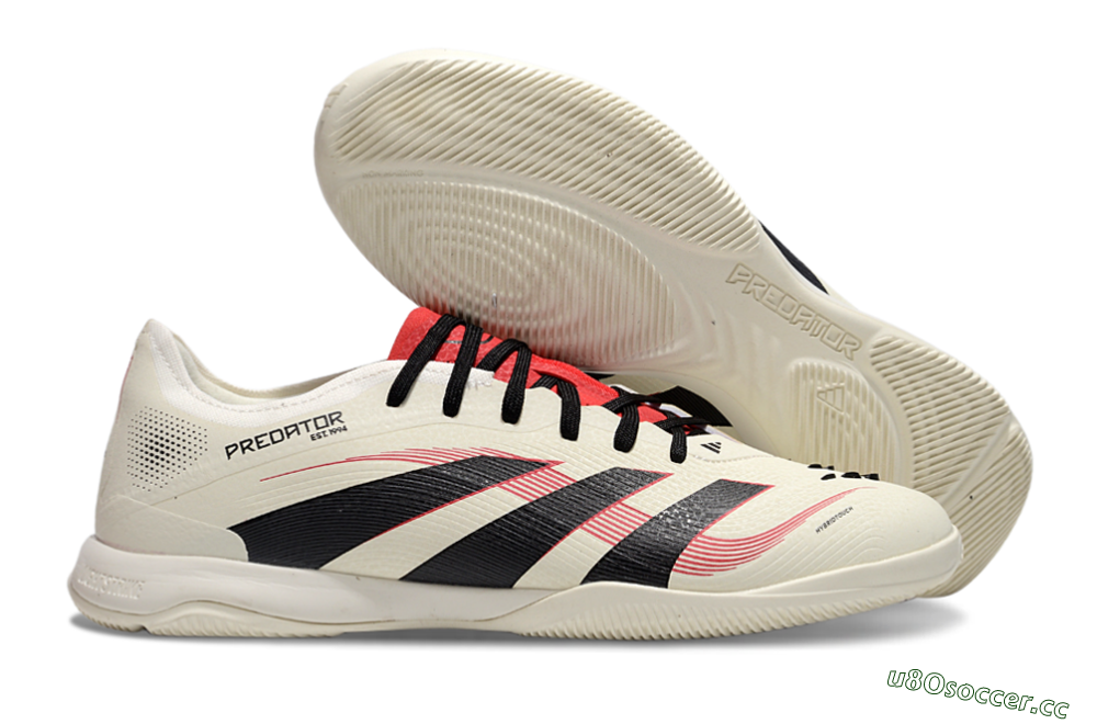 Men's Adidas Predator 25 Elite IC Indoor & Futsal Low-Tops Football Shoes - Beige/Black/Red 2