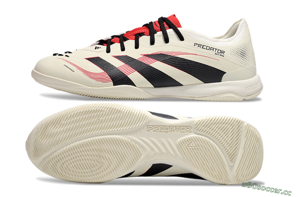 Men's Adidas Predator 25 Elite IC Indoor & Futsal Low-Tops Football Shoes - Beige/Black/Red 1