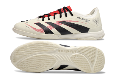 Men's Adidas Predator 25 Elite IC Indoor & Futsal Low-Tops Football Shoes - Beige/Black/Red