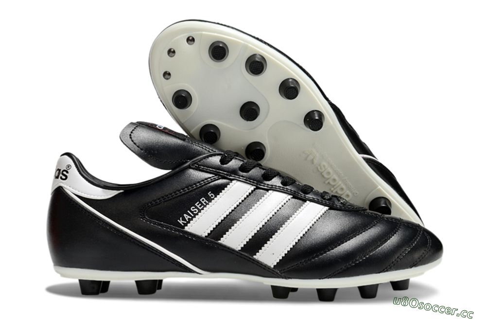 Men's Adidas Kaiser 5 FG Firm Ground Low-Tops Football Boots - Black/White 2