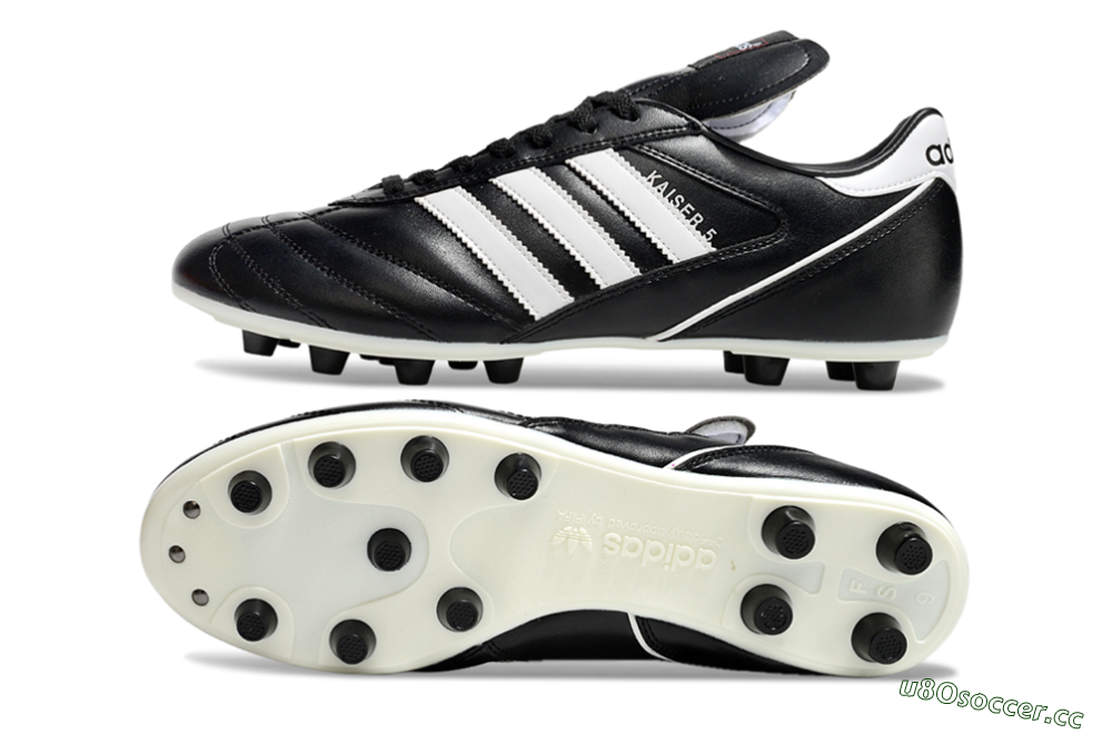 Men's Adidas Kaiser 5 FG Firm Ground Low-Tops Football Boots - Black/White 1