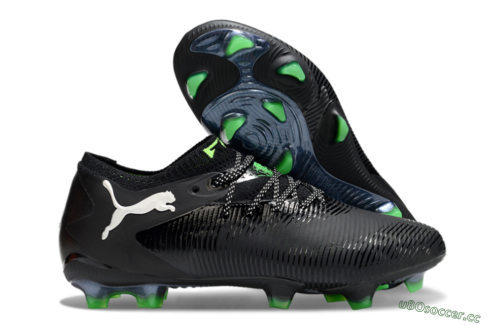 Men's Puma Future 8 Ultimate FG Firm Ground Low-Tops Football Boots - Black/White/Yellow 2
