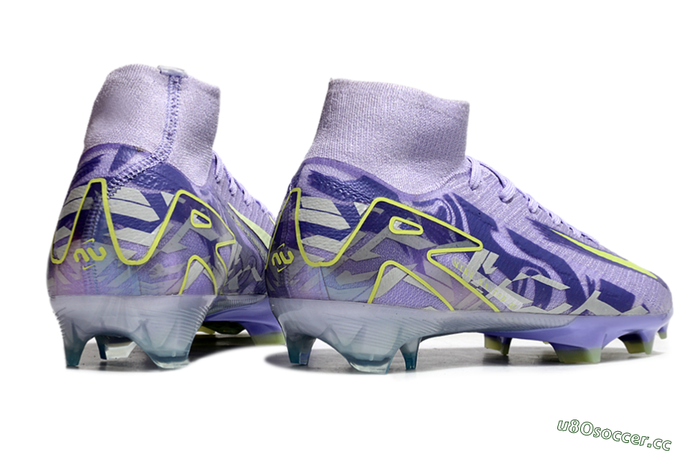 Unisex Nike Air Zoom Mercurial Superfly 10 Elite FG Firm Ground High-Tops Football Boots - Purple/Yellow 6