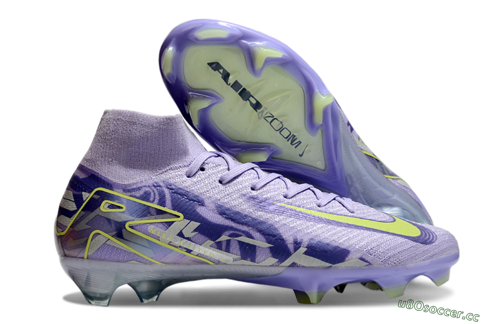 Unisex Nike Air Zoom Mercurial Superfly 10 Elite FG Firm Ground High-Tops Football Boots - Purple/Yellow 2