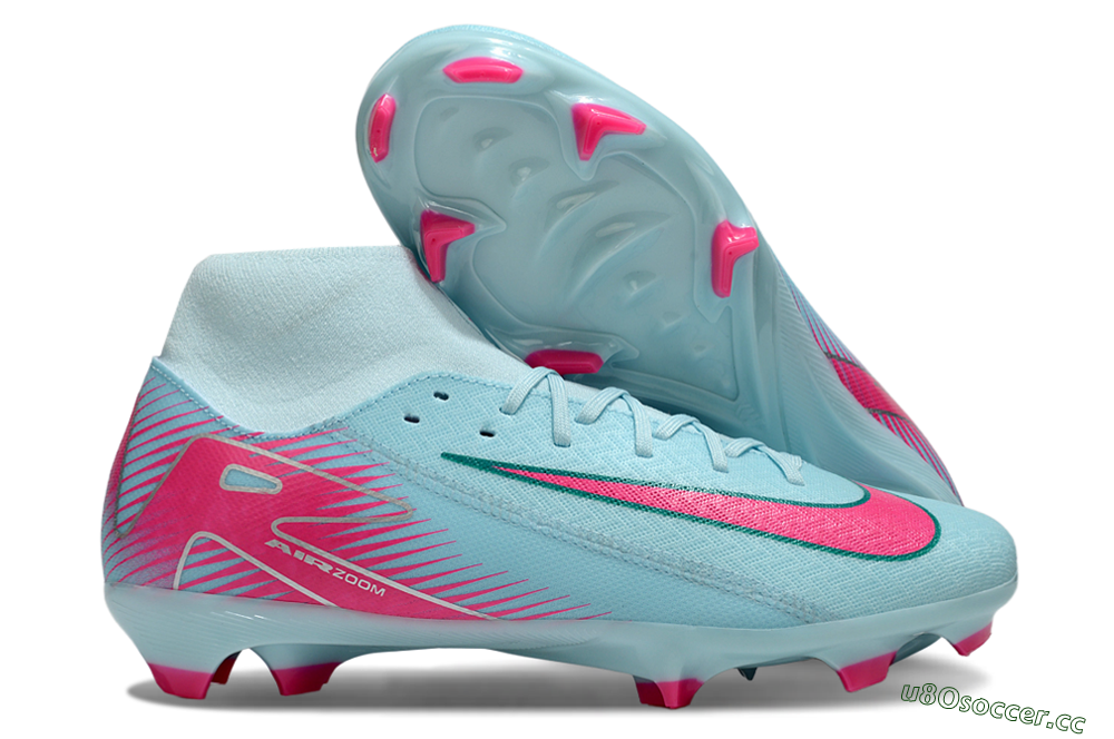 Men's Nike Air Zoom Mercurial Superfly 10 Elite FG Firm Ground High-Tops Football Boots - Jade/Pink/White 2