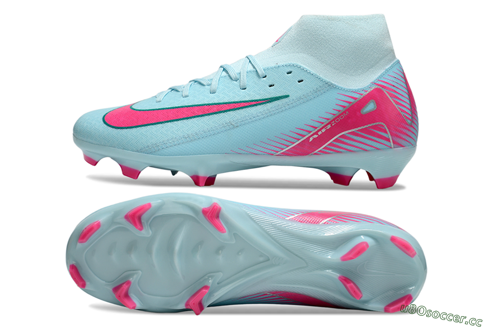 Men's Nike Air Zoom Mercurial Superfly 10 Elite FG Firm Ground High-Tops Football Boots - Jade/Pink/White 1