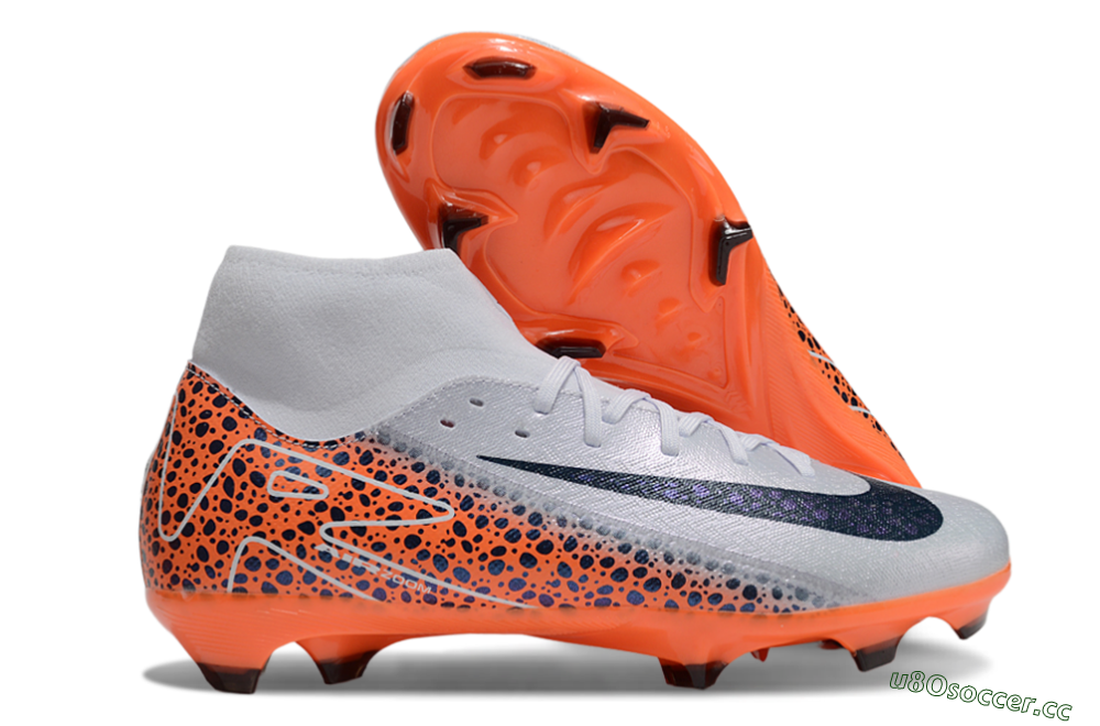 Men's Nike Air Zoom Mercurial Superfly 10 Elite FG Firm Ground High-Tops Football Boots - Grey/Black/Leopard 2