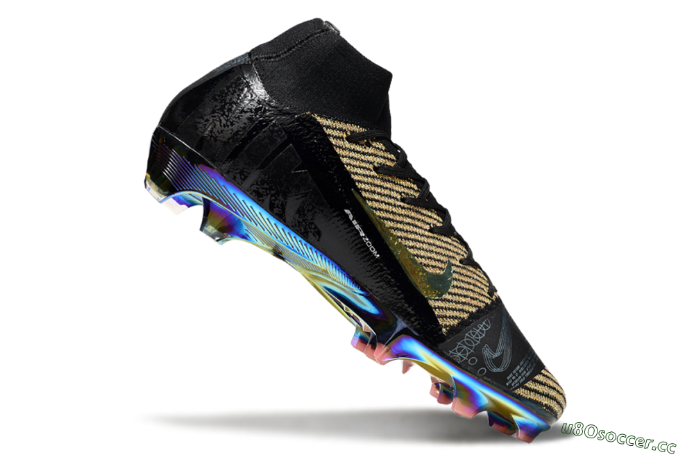 Unisex Nike Air Zoom Mercurial Superfly 10 Elite FG Firm Ground High-Tops Football Boots - Black/Gold/White 4