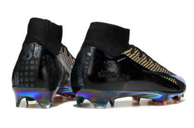 Unisex Nike Air Zoom Mercurial Superfly 10 Elite FG Firm Ground High-Tops Football Boots - Black/Gold/White