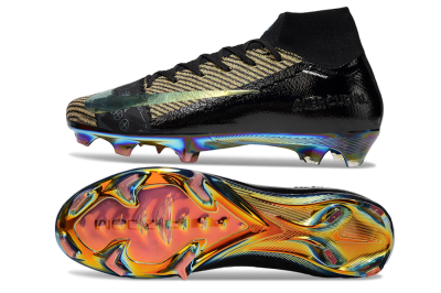 Unisex Nike Air Zoom Mercurial Superfly 10 Elite FG Firm Ground High-Tops Football Boots - Black/Gold/White