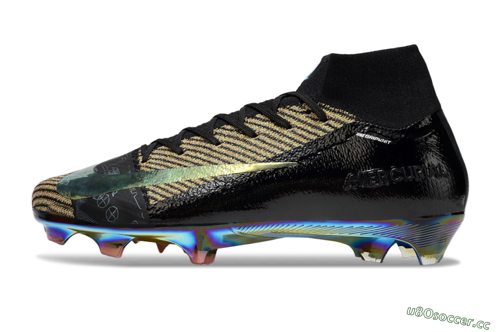 Unisex Nike Air Zoom Mercurial Superfly 10 Elite FG Firm Ground High-Tops Football Boots - Black/Gold/White 0