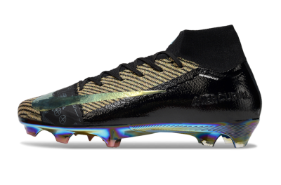 Unisex Nike Air Zoom Mercurial Superfly 10 Elite FG Firm Ground High-Tops Football Boots - Black/Gold/White