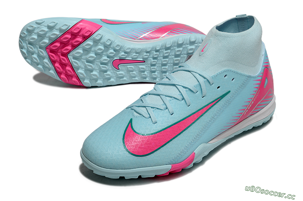 Men's Nike Air Zoom Mercurial Superfly 10 Elite TF Artificial Turf High-Tops Football Shoes - Jade/Pink/White 3