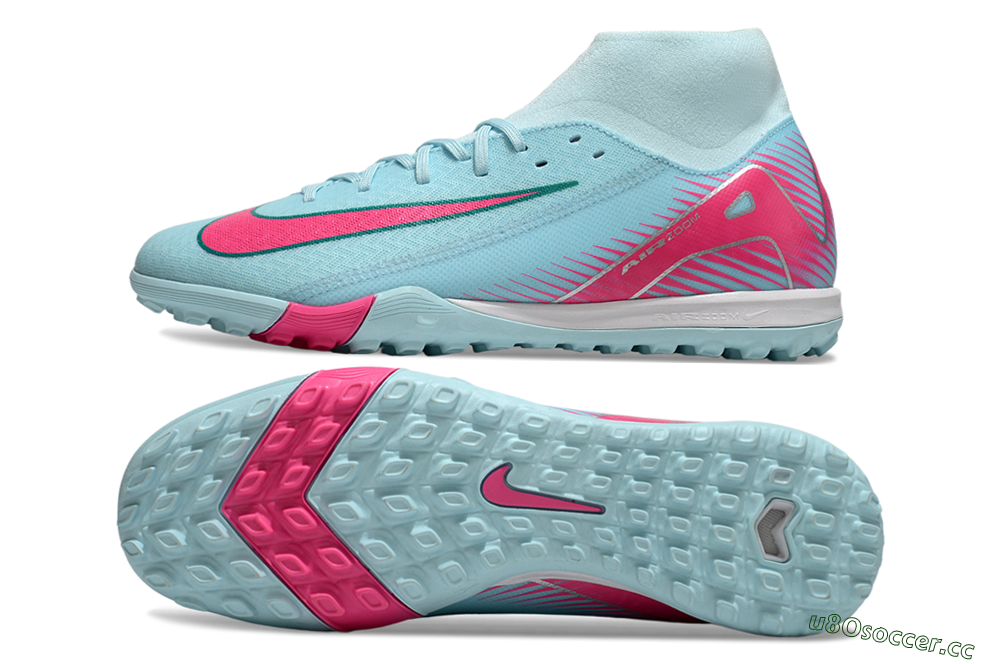 Men's Nike Air Zoom Mercurial Superfly 10 Elite TF Artificial Turf High-Tops Football Shoes - Jade/Pink/White 1