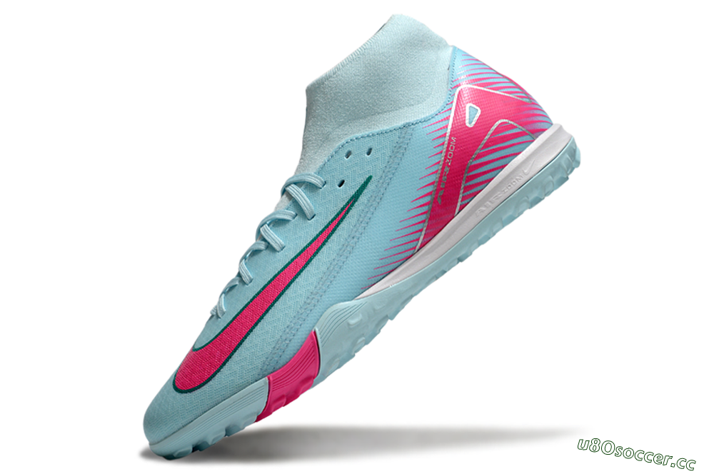 Men's Nike Air Zoom Mercurial Superfly 10 Elite TF Artificial Turf High-Tops Football Shoes - Jade/Pink/White 5