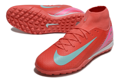 Men's Nike Air Zoom Mercurial Superfly 10 Elite TF Artificial Turf High-Tops Football Shoes - Red/Jade/Pink