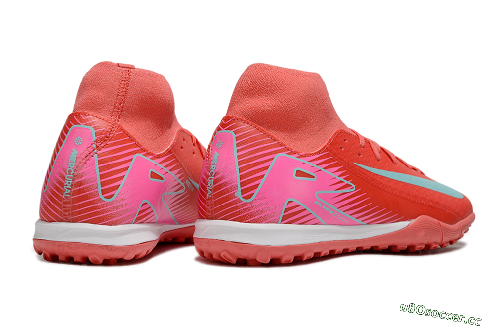 Men's Nike Air Zoom Mercurial Superfly 10 Elite TF Artificial Turf High-Tops Football Shoes - Red/Jade/Pink 6