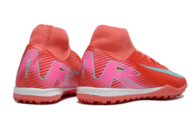 Men's Nike Air Zoom Mercurial Superfly 10 Elite TF Artificial Turf High-Tops Football Shoes - Red/Jade/Pink