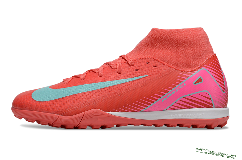 Men's Nike Air Zoom Mercurial Superfly 10 Elite TF Artificial Turf High-Tops Football Shoes - Red/Jade/Pink 0